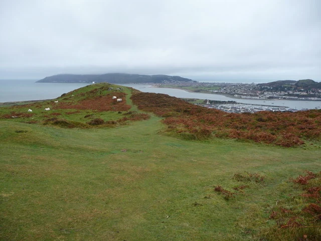 A scenic section of the North Wales Path on Conwy Mountain, offering stunning coastal views.
