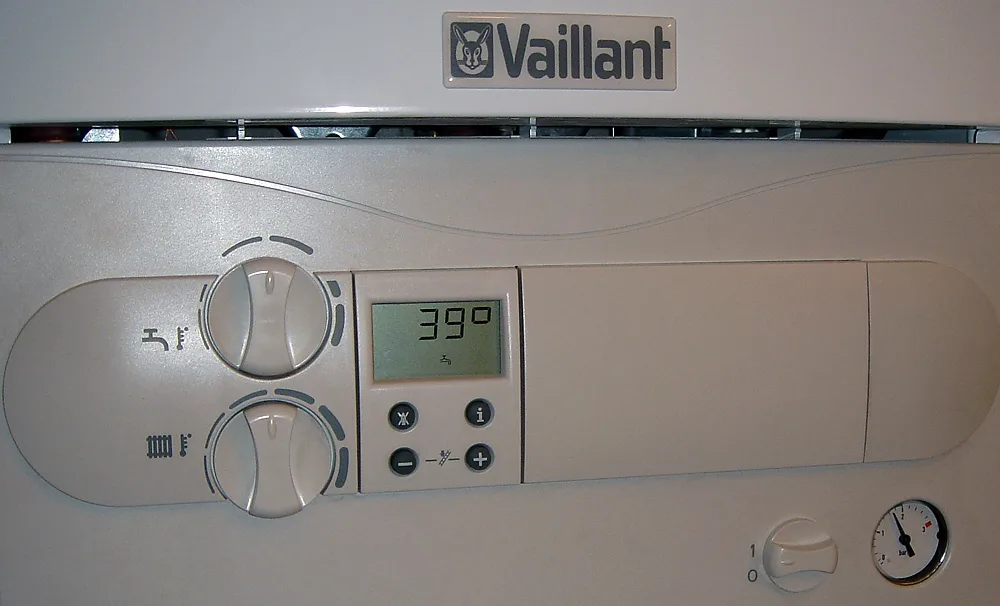 A domestic Vaillant wall-mounted boiler, typical of the type serviced by Gas Safe registered engineers in Flintshire.