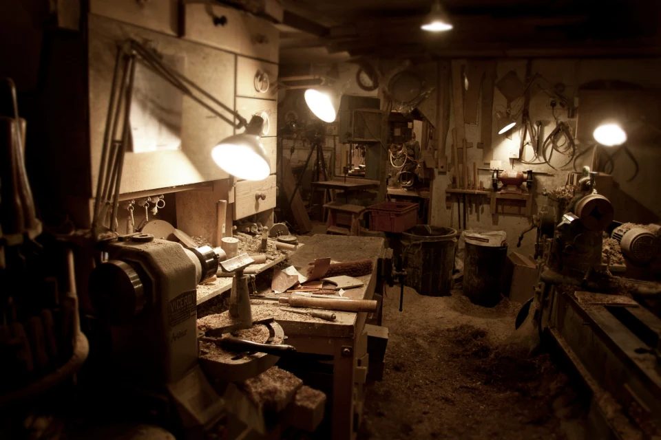 A carpenter working with wood
